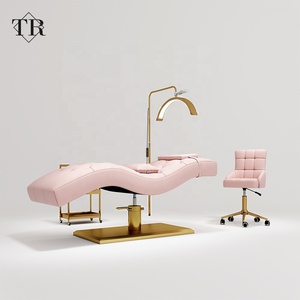 Cama de Lujo para Pestañas <span class=keywords><strong>Turri</strong></span> Lifting, Cama de Extensión Personalizada para Salón de Pestañas, Mesa de Masaje, Cama Facial Curva Plegable Beige para Tratamientos de Belleza - Product Image 2