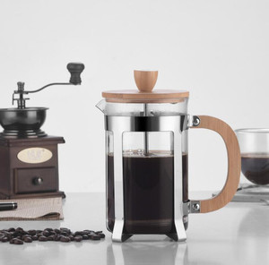 Wholesale 350ml 600ml 800ml french press coffee maker premium pyrex glass coffee pot french press with wooden handle