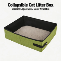 Bac à litière pour chat pliable en tissu Oxford imperméable, design carré, pour les voyages en voiture et logo personnalisé