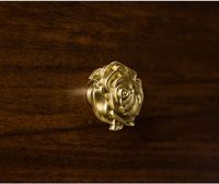 Bouton en laiton massif Rose à trou unique, poignée de porte de tiroir d'armoire de cuisine, boutons en laiton Rose