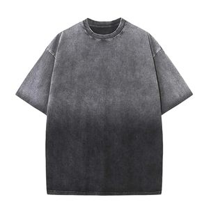T-shirt ample en coton tricoté pour homme, col rond, imprimé uni, respirant, anti-plis, style vintage, décontracté, été, manches courtes, coupe ample - Product Image 5