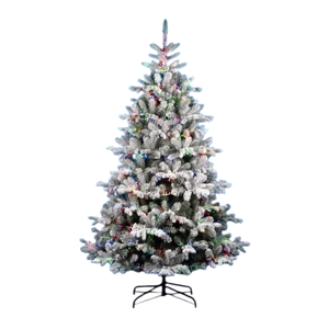 Árbol de Navidad de Pino Flocado de 210 cm con Luces LED RGB - Product Image 1