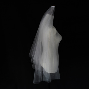 Brillant goutte d'eau haute transparence gaze <span class=keywords><strong>voile</strong></span> de mariée Double couche peigne à cheveux Photo chapeaux cristal voiles de mariage - Product Image 3