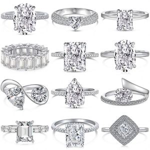 Sparkle Fashion S925 Silver <b>Rings</b> Jewelry Women Diamond Moissanite 8A Crushed <b>Iced</b> Out Cut Zirconia Wedding Engagement <b>Ring</b> - Product Image 2