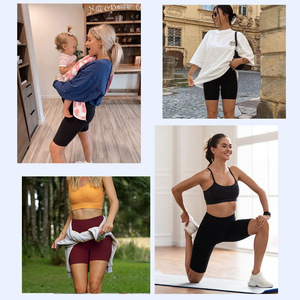 LOGO personnalisé Short de motard pour femmes à taille haute Short de course à pied en spandex tricoté avec poches - Product Image 6