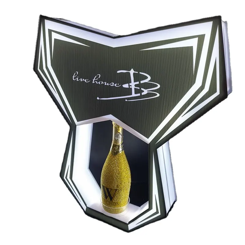 アクリルプラスチックダイヤモンド形状中国卸売LED照明付きワインシャンパンボトルグロリファイヤーセックスプレゼンター表示ナイトクラブ用
