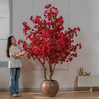 Arbre artificiel réaliste de bougainvillier - Arbre fleuri artificiel réaliste et durable dans un pot blanc pour la maison, les mariages et la décoration
