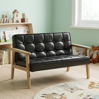 Canapé inclinable pour enfants en bois massif écologique avec coussin en tissu PU, chaise durable pour tout-petits, idéal pour l'école, la chambre et le salon