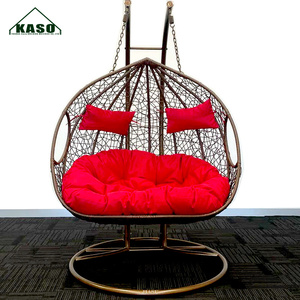 Chaise longue moderne en rotin, aluminium, plastique français, forme d'œuf noir, balançoire de jardin, patio, forme en D - Product Image 1