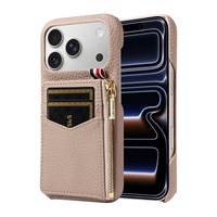 Étui de téléphone en cuir PU de luxe avec porte-cartes magnétique pour iPhone 17 16 15 Pro Max, antichoc, avec portefeuille zippé