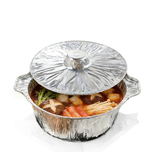 Disposable Aluminum Foil Hot <b>Pot</b> 3850ML Double Handles With Lid For Outdoor Camping Portable Gas Stove - Product Image 3