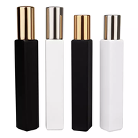 Flacon à bille carré en verre dépoli noir et blanc pour soins personnels, 10 ml