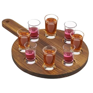 Mu Yujia Wooden Serving Tray Round With Handle Solid Wood Drink Tray For Bar Counter Use - Product Image 2