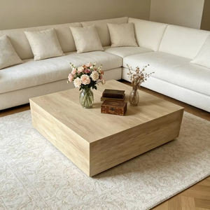 Mesa de Centro Moderna de Diseño Simple, Muebles de Salón, Mesa de Té Cuadrada de Madera Maciza, Mesa de Café - Product Image 1