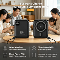 Nouvelle mini batterie externe magnétique sans fil avec câbles Type C détachables intégrés, charge rapide PD 22,5 W pour iPhone, voyage, extérieur, urgence