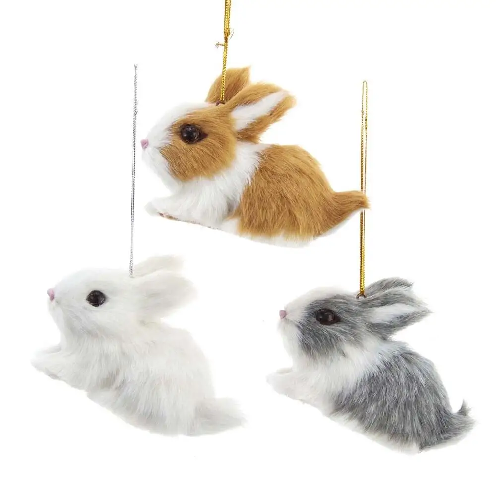 Özel Logo oyuncak hayvanlar sevimli kürklü bebek Bunny süs noel süslemeleri için