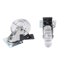 Roda Rem Putar Transparan 2 Inci 3 Inci 4 Inci 75mm PU/PVC untuk Kabinet Kontemporer, Kursi Kantor, Perabotan, Caster EFON EF968