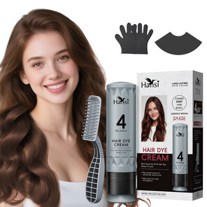 Crème colorante capillaire permanente halal sans ammoniaque à base de plantes, sans dommages, pour retouche rapide des <span class=keywords><strong>racines</strong></span>, kit de coloration capillaire noire pour hommes - Product Image 1