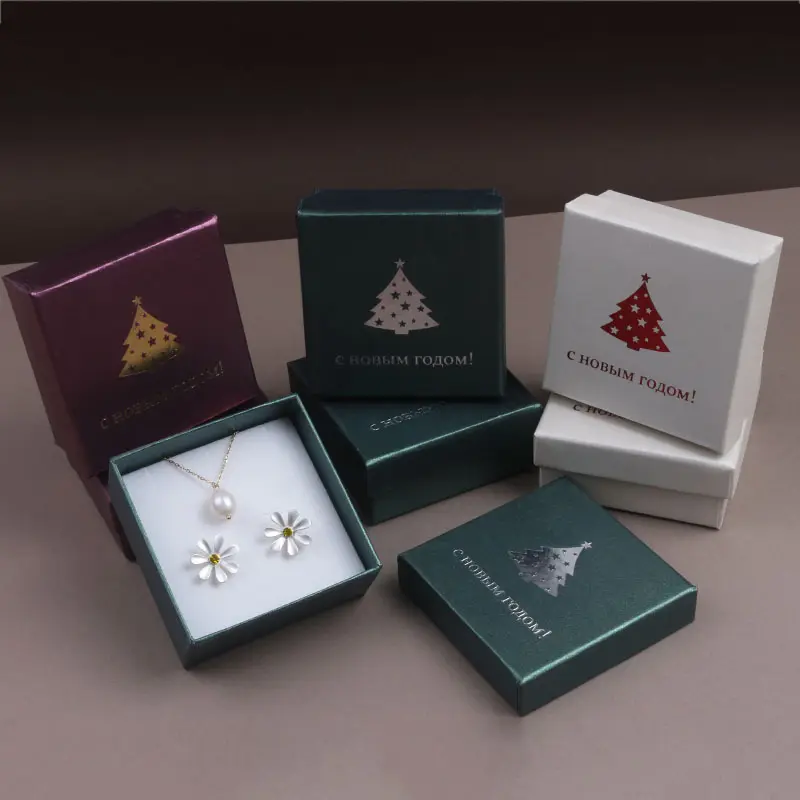 Caixa de joias de árvore de natal, caixa de papelão de fantasia direta da fábrica, promoção para presente