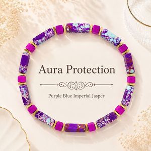 Pulsera de Piedras Naturales con Separadores Dorados, Brazalete de Mármol, Jaspe, Amatista y Rodonita, Joyería de Moda, Regalo - Product Image 5