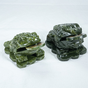 Artesanías de cristal Natural de Jade serpentina tallada a mano, tallas de cristal de <span class=keywords><strong>sapo</strong></span> de dinero de Jade verde, <span class=keywords><strong>sapo</strong></span> de la suerte para Decoración - Product Image 3