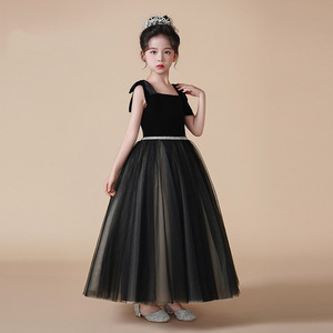 Elegante Vestido Largo Negro Formal <span class=keywords><strong>para</strong></span> Niñas, Ideal <span class=keywords><strong>para</strong></span> Recitales de <span class=keywords><strong>Piano</strong></span>, Competiciones de Violín, Concursos, <span class=keywords><strong>Bodas</strong></span> <span class=keywords><strong>y</strong></span> Ocasiones Especiales - Product Image 2