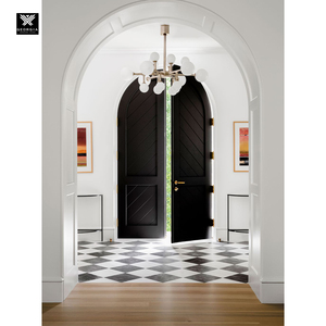 Porta d'<span class=keywords><strong>Ingresso</strong></span> in Legno dal Design Semplice con Arco, Porta Principale in Mogano con Motivo a Chevron, Porta in Legno Massiccio con Parte Superiore Arrotondata <span class=keywords><strong>per</strong></span> Decorazione <span class=keywords><strong>Casa</strong></span> - Product Image 1