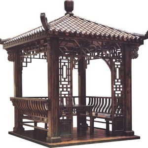 Gazebo de Jardín de Madera Estilo Chino, Cuadrado, Tratado a Presión, Resistente a la Intemperie, Pabellón para Exteriores - Product Image 1