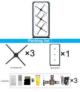 Ventilateur holographique 3D grand format 65 cm <span class=keywords><strong>1</strong></span>*3 avec support et étui, solution complète 2500 Nits 4K pour affichage mural vidéo par assemblage de ventilateurs holographiques - Product Image 4