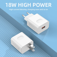 Cargador rápido con enchufe de la UE y EE. UU. QC3.0 18W adaptador de corriente cargador de viaje USB con Cable tipo C de carga para iPhone Oneplus Realme Samsung