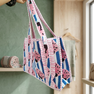 Bolsa de Compras Grande de Algodón Hecha a Mano con Estampado de Pavo Real, Bolsa de Mano de Algodón, Bolsas Económicas para Mujer, Regalos para Ella - Product Image 3