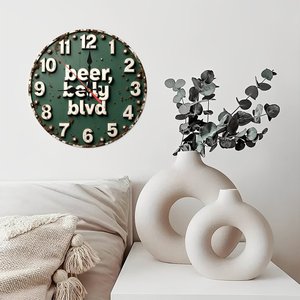 Round Wooden Wall <b>Clock</b> 25x25Cm Minimalist Silent Non Ticking Cafe Bar Decor <b>Clock</b> - Product Image 2