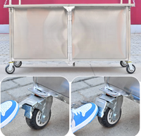 Carrito de Comida Móvil Plegable de Acero Inoxidable con Bajo Costo de Envío, Carrito de Comida para Refrigerios, Palomitas, Café, Jugos y Hot Dogs