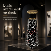 Flacon de parfum élégant en verre bleu mat à motif craquelé 100 ml, atomiseur vide avec sérigraphie et marquage à chaud