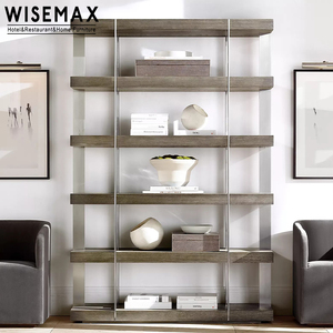 WISEMAX FURNITURE Bibliothèque en bois en acier inoxydable Vitrine pour <span class=keywords><strong>salon</strong></span> Décoration murale Armoire de sol Lecture Home <span class=keywords><strong>Bar</strong></span> - Product Image 1