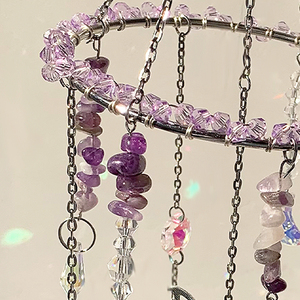 Ciondolo Artigianale in Cristallo <span class=keywords><strong>di</strong></span> Ametista, Acchiappasole con Farfalla in Metallo e <span class=keywords><strong>Gocce</strong></span> <span class=keywords><strong>di</strong></span> <span class=keywords><strong>Vetro</strong></span>, Decorazione Pendente per Casa e Ufficio, Pietra Curativa dell'Amore - Product Image 5