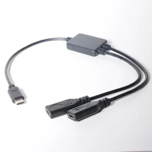 2合1 USB c至usb c电缆C型USB公对2母OTG数据充电扩展Y分离器电源线0.3m