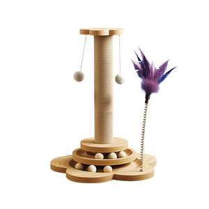 4in1 Cat Scratcher Árvore Madeira + Sisal Cat Tree Prego-Afiar os Dentes-Limpeza Jogável Durável Não-Descamação Resistente Brinquedo Do Gato Interior - Product Image 6