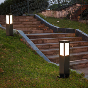<b>Solar</b> Powered LED Lawn <b>Light</b> Outdoor Garden Lamp <b>Post</b> Black Aluminum Alloy IP65 Water-Resistant 5000K Daylight Motion Sensor - Product Image 6