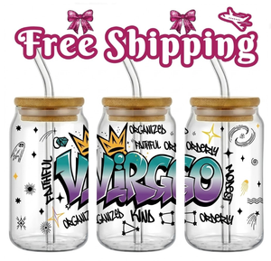 Trending Graffiti Zodiac Virgo UV DTF Cup Wrap for 16oz Glass Tumblers Waterproof 3D Rub On Cold Transfer <b>Sticker</b> <b>Decals</b> - Product Image 1