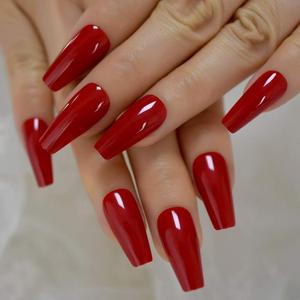Magnifiques <span class=keywords><strong>faux</strong></span> <span class=keywords><strong>ongles</strong></span> en ABS rouge à presser, longs, rouge rubis, forme ballerine, coffret de 26 pièces avec rubans adhésifs gratuits - Product Image 6