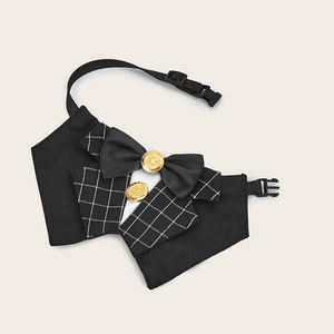 Tanpopo สายรัดคอแบบปรับได้ชุดเดรสพิมพ์ลายใหม่ชุดสูทสุนัขสไตล์อังกฤษผูกโบว์ปลอกคอสัตว์เลี้ยง - Product Image 3