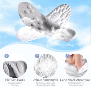 نعال سحابية رباعية الأبعاد للرجال والنساء، نعال من الفوم ذو ذاكرة فائقة النعومة، مضادة للتعب، ماصة للصدمات، تخفف آلام القدم (رمادي) - Product Image 3