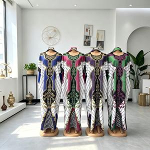 Vestidos Africanos Elegantes para <span class=keywords><strong>Mujer</strong></span>, Kaftán Maxi de Lujo con Bordado, Manga de Encaje, Seda de Leche, Jalabiya Abaya con Bufanda - Product Image 3