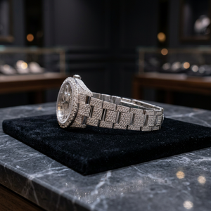 Montre de luxe mécanique numérique ETA en acier inoxydable et cuir antique, sertie de diamants noirs et blancs Moissanite, pour hommes et femmes - Product Image 3