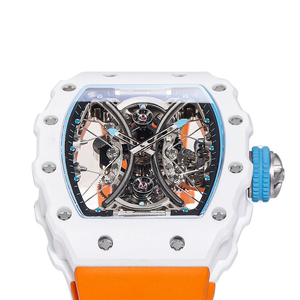 High End Mens Tourbillon <b>Watch</b> White Ceramic Tonneau Case with Fully Skeletonized Movement - Product Image 6