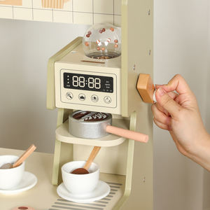 लकड़ी के प्लास्टिक शैक्षिक टॉडलर खाना पकाने का खेल रेफ्रिजरेटर स्टोव लाइट के साथ 2-4 साल यूनिसेक्स नाटक खिलौना - Product Image 4