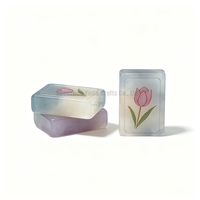 Jeu de Mahjong artisanal lavande et blanc avec motifs floraux, tuiles de Mahjong en jade imprimées UV, style américain