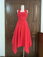 OUDINA Nouvelle Robe Longue Décontractée pour Femme Grande Taille, Couleur Bonbon, Col Halter, Sans Manches, Froncée