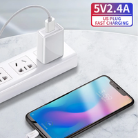 Cargador Rápido Universal de 5V 2.4A 12W con Enchufe US/EU, Certificado por FCC/CE/RoHS, Adaptador USB de Pared con Protección Contra Sobrecargas